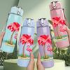 1PC Palm Tree Island Tropical Print 750ml Color Plastic Sports Water Bottle Leakproof Flip Straw Lid Suitable for Sports Office Home Use