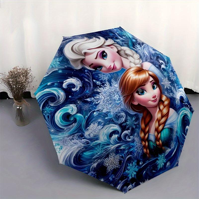 Elsa,Anna Automatic Opening and Closing Umbrella - 8-rib Folding Design, Lightweight and Portable, Suitable for Daily Business Use, Pocket-f