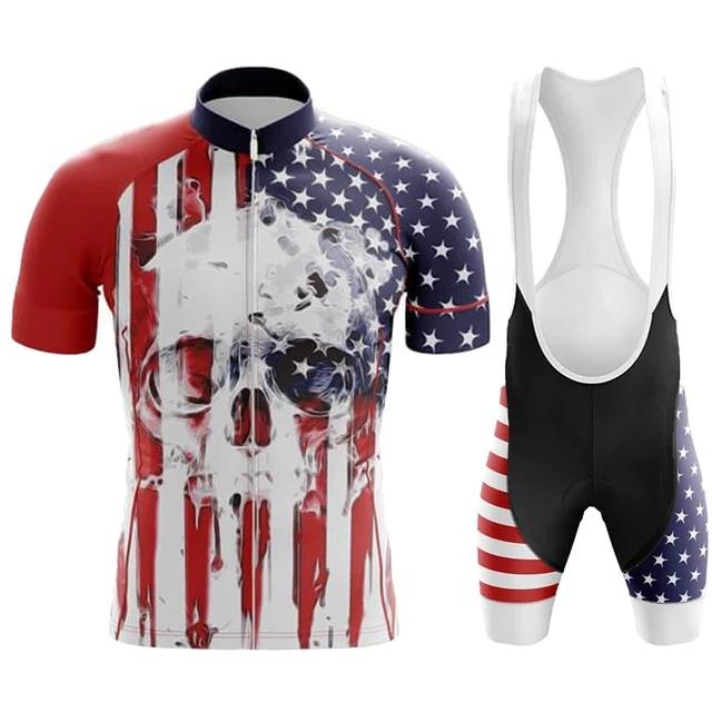 2026 Team Men Summer Skeleton Short Sleeve Cycling Jersey Set MTB Maillot Ropa Ciclismo Bicycle Wear Breathable Cycling Clothing