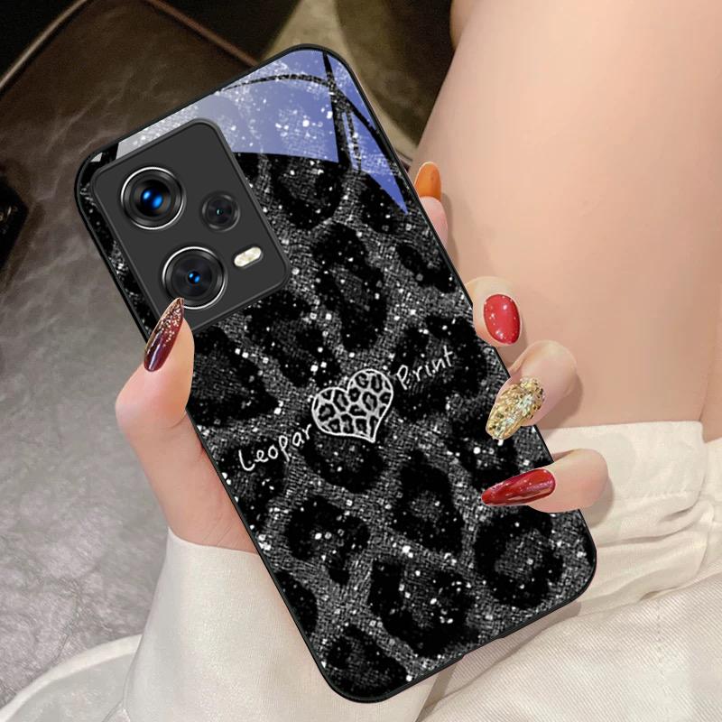 Leopard Spotted Love Green For Xiaomi 14 Ultra 13 Lite Redmi Note 13 11 Pro 12 Plus Poco X6 3 Pro F4 6 GT Tempered Phone Case