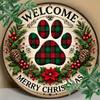 Welcome Paw Print Sign. 8x8 Inch Round Aluminum Decor for Bars, Cafes & Clubs.