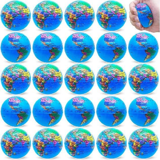 24 Pcs Mini Foam Sports Balls,2.5In Squeezable Stress Soccers,Stress Relief Squeeze Balls for Stress,Anxiety Relief,Kids Party Favor Toy,Fidget Globe