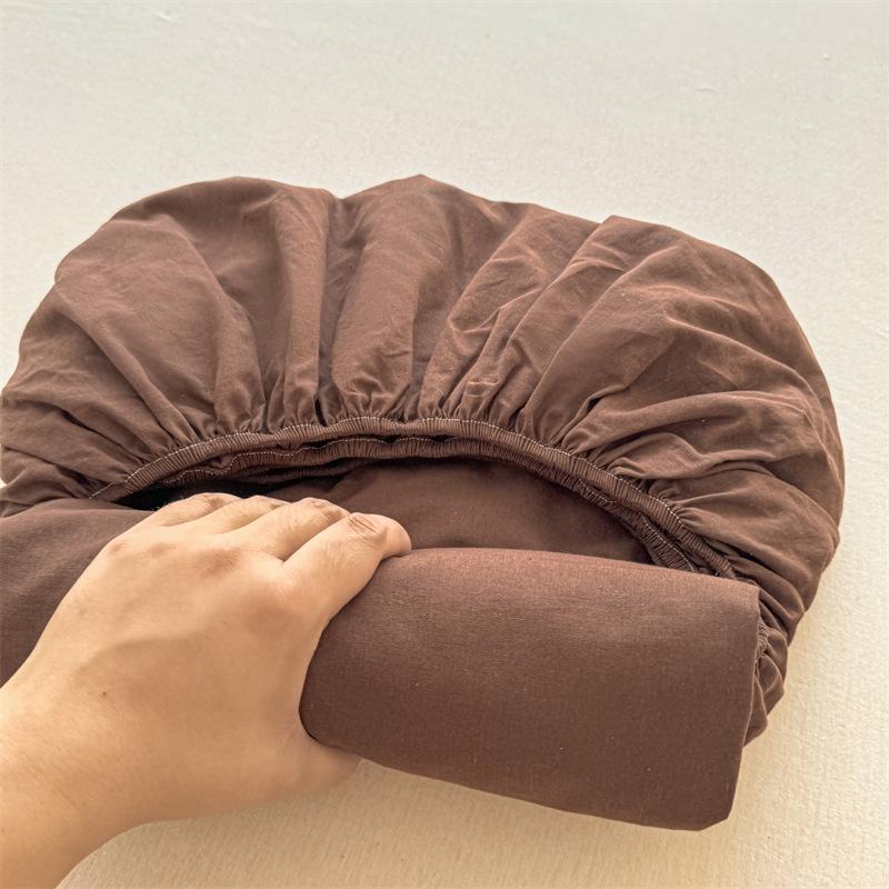 Pure Cotton Yarn-Dyed Washed Fitted Sheet: Non-Slip, Dustproof, Skin-Friendly Mattress Protector 3-Piece Set.