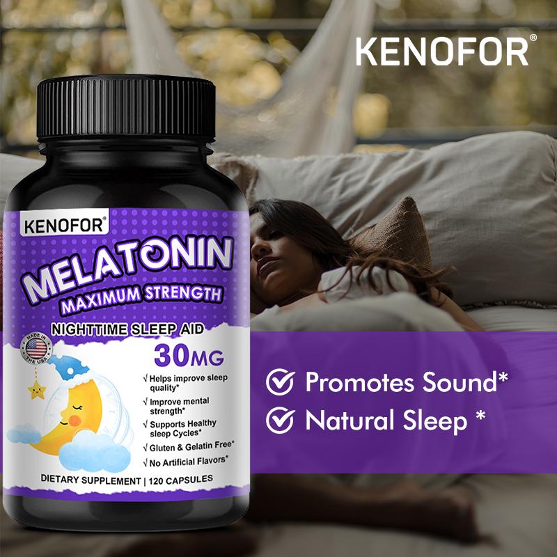 Melatonin 30mg Maximale Stärke Nachtschlafmittel Nahrungsergänzungsmittel, 120 Kapseln