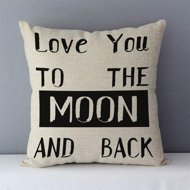 Popular Phrase Words Letters Printed Couch Cushion Home Decorative Pillows 45X45Cm Cotton Linen Square Cushions \"Love You More\