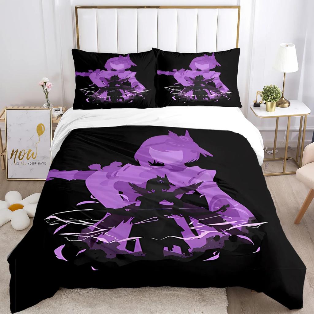 Genshin Impact Print Three Piece Bedding Set Fashion Article Children or Adults for Beds Quilt Covers Pillowcases Bedding Set