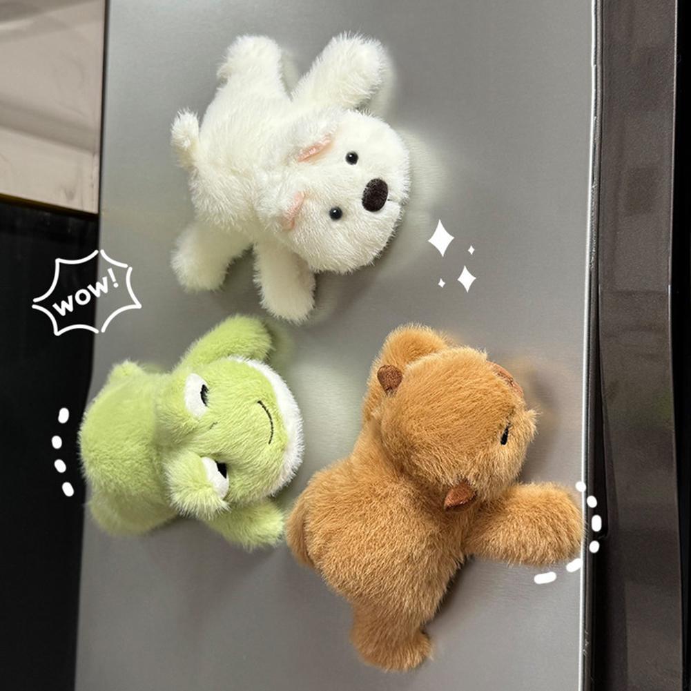 Cartoon Elephant Duck Magnetic Refrigerator Sticker Creative Home Simulation Animal Refrigerator Sticker Plush Doll Home Decor