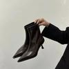 Fashion Booties Women Autumn New Pointed Toe Rear Zipper Anti-slip Wear-resistant Skinny Heel High Heel Skinny Boots