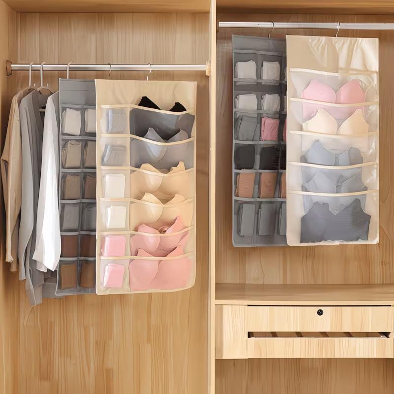Double Sides Underwear Storage Hanging Bag Dormitory Home Wardrobe Hanging Wall Foldable Bag Underpants Socks Organizer