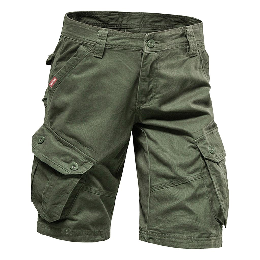 Men's Summer Multi-Pocket Cargo Shorts Men's Casual Fashion Solid Color Loose Cargo Shorts
