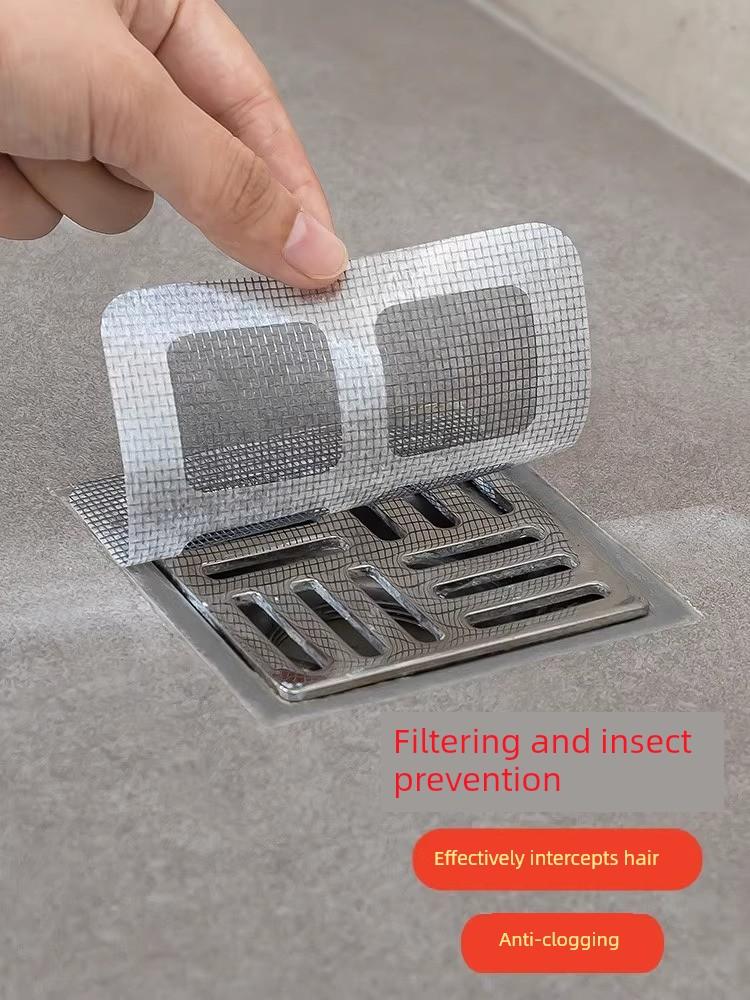 Bathroom Disposable Insect-Proof Floor Drain Sheet Sewer Self-Adhesive Hair Hair Stopping Net Kitchen Bathroom Hair Strainer
