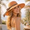 Großer Rand Sommer Sonnenhut Schleife Strohhut Mode Strandkappe für Damen