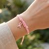 Heart Butterfly Alloy Pendants Breast Cancer Awareness Bracelet for Women, Adjustable Woven String with Comfortable Non Compressive Cord Ribbon Charm,