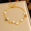 Fashion Simple Colorful Shimmer Shell Butterfly Double Layer Beach Chain Pearl Starfish Anklet
