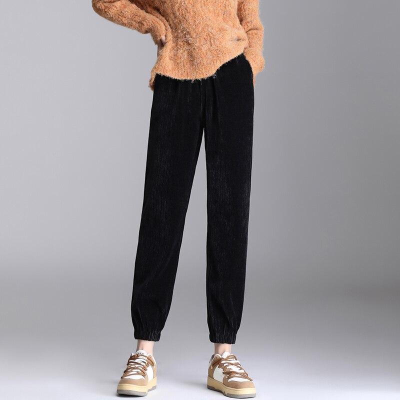 Осень-зима женские корейские утепленные однотонные спортивные штаны женские мешковатые — фото 9