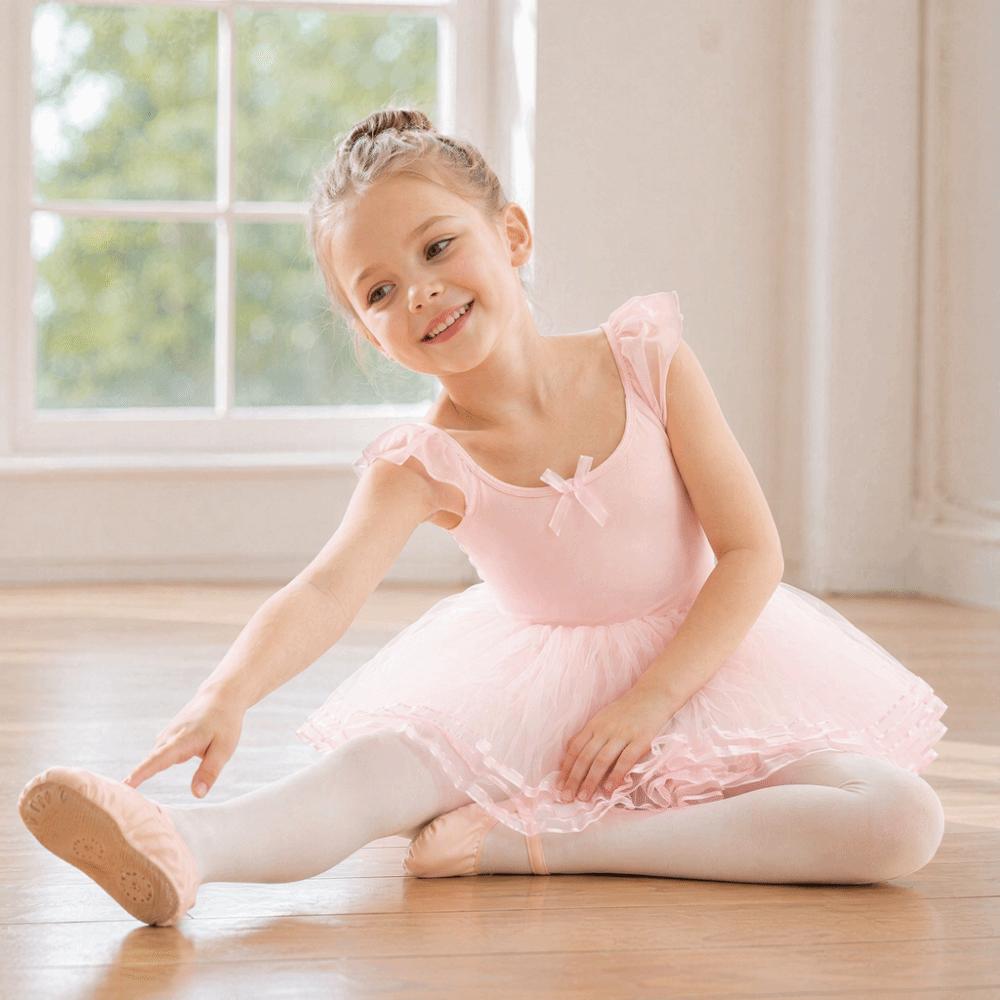 Butterfly Bow Gymnastics Tutu Skirts Breathable Kids Ballet Leotard  Ballet Dancewear