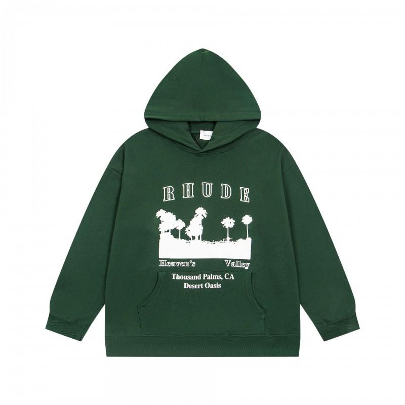 RHUDE Sweat à capuche en coton épais à imprimé graphique pour homme Décontracté Coupe ample Streetwear Jeune