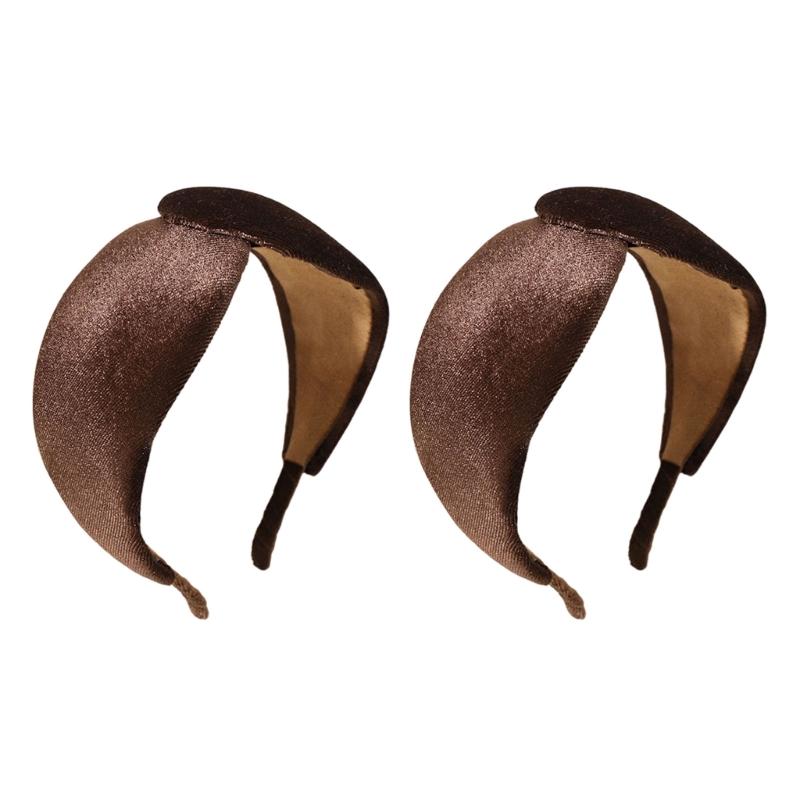 

2Pcs Velvety Headbands Solid Color Elegant Style Hairband For Women And Girls Daily Wear Fashionable Accessory
