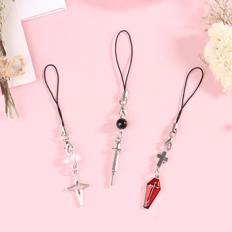 Trendy Mobile Phone Chain Women Sweet Cool Heart Cross Pendant Phone Strap Lanyard Keychain