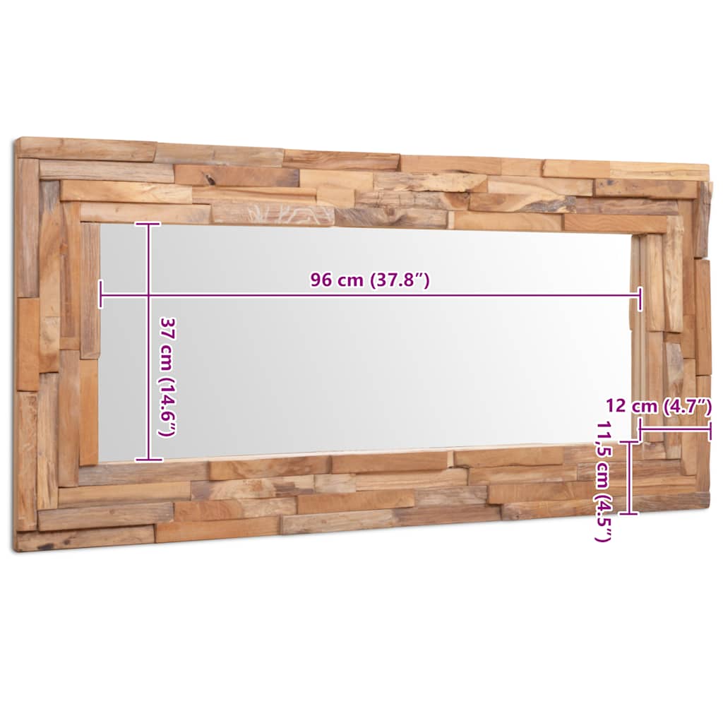 Decorative Teak Mirror 120 x 60 cm Rectangular