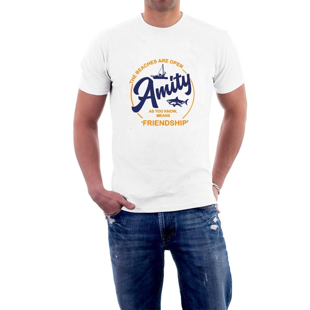 

Amity Means Friendship T-shirt Jaws Beaches are Open Shark Movie Tribute tee 4XL