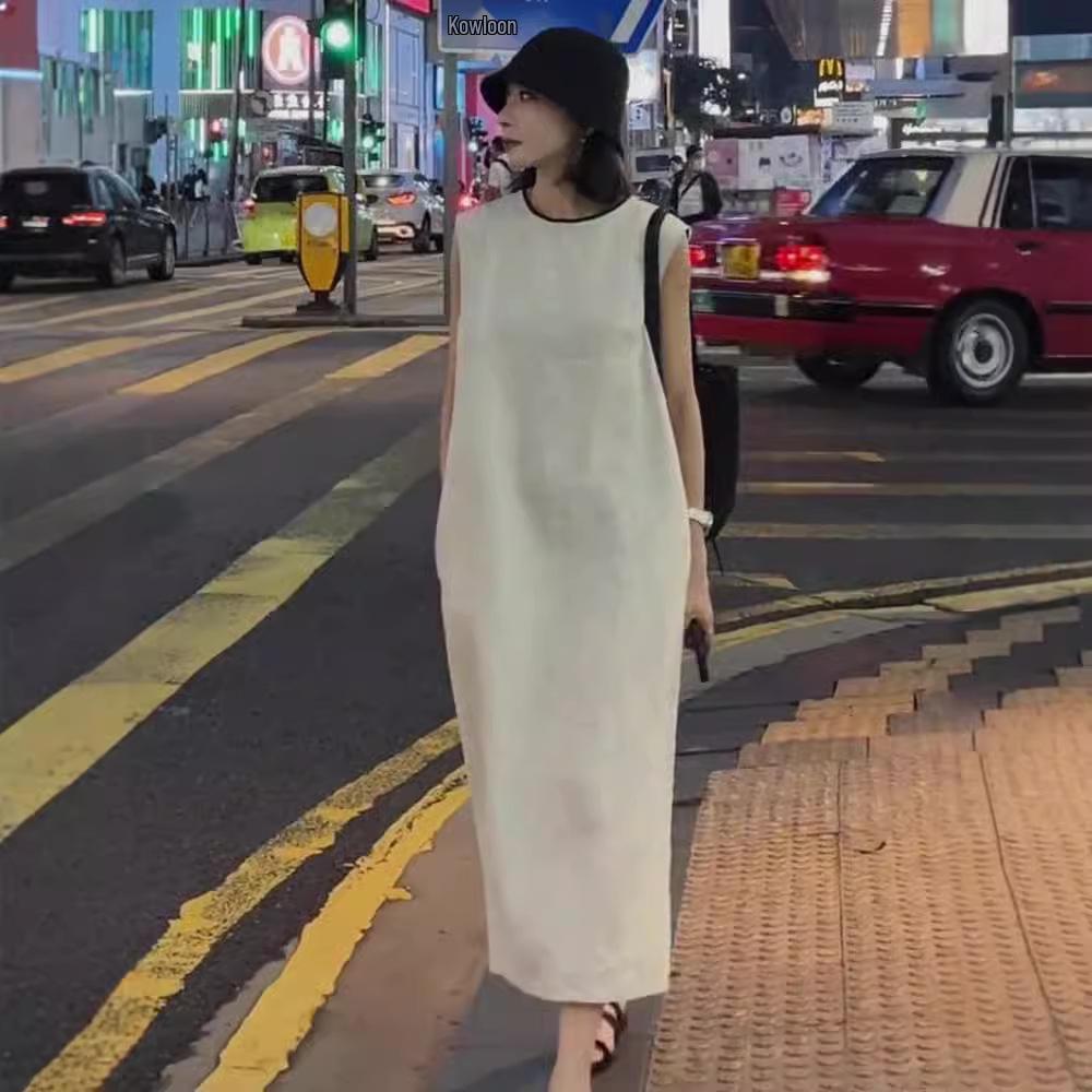 2025 Women's French Sleeveless Casual Long Dress - Summer Slimming and Stylish