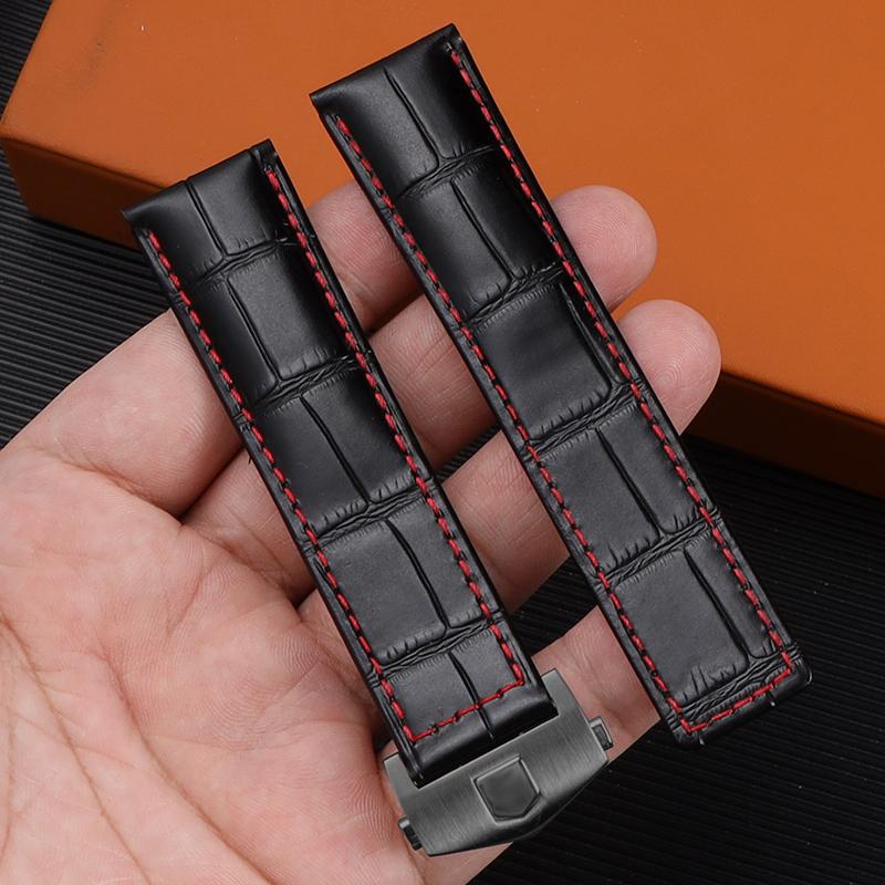 Классический 24 мм 20 мм 22 мм для TAG Heuer Calera кожаный ремешок для часов Синий — фото 18