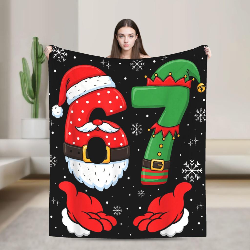 Popular 67 Brainrot Italian Meme Funny Blanket Warm Soft Flannel Throw For Sofa Office Travel Men Women Multi Sizes