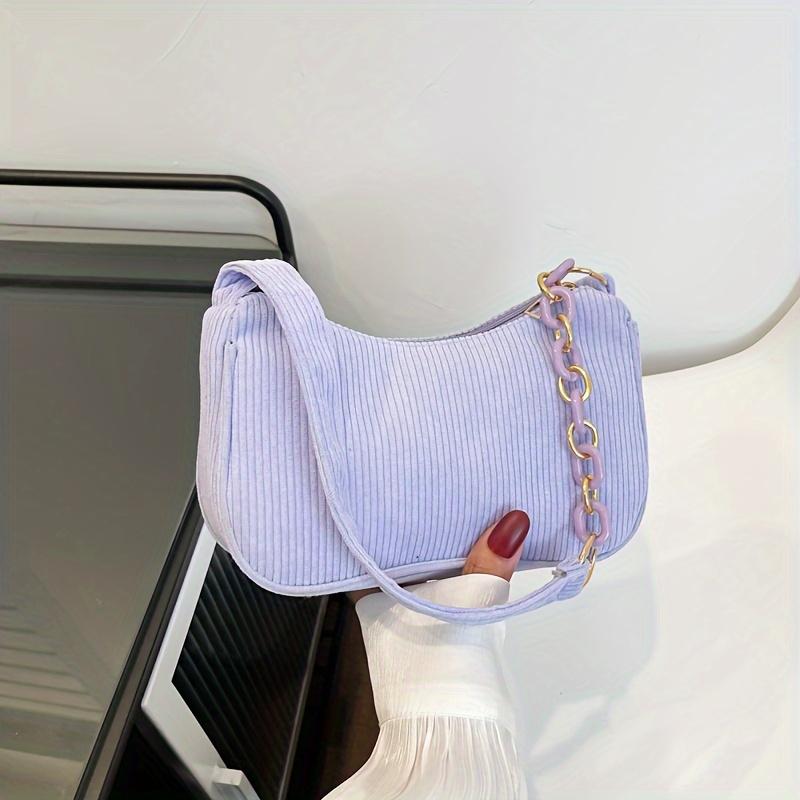 Schicke Mini-Canvas-Umhängetasche für Damen, Lässige einfarbige Cord-Handtasche, Umhängetasche mit Reißverschluss, Kleine Tragetasche