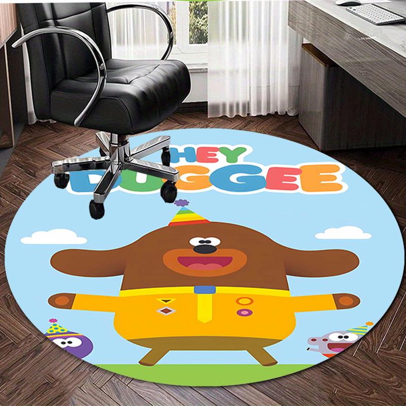 1pc Hey Duggee2 Design Printed Area Round Carpet for Bedroom Living Room Home Decor Rugs Mat Non Slip Mat Rug for Bedside
