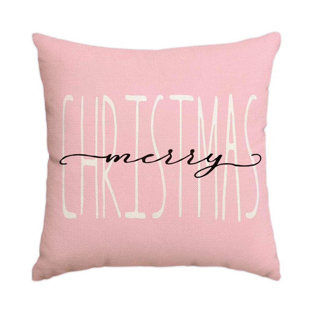 1/4Pcs Christmas Pillow Cover, Pink Printed Cushion Cover, Farmhouse Decorative Sofa, Christmas Decoration (Without Pillow Core)