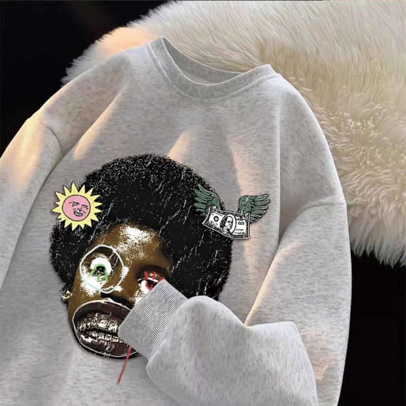 Oversized Retro Vintage Graphic Hoodie Unisex Thick Warm Streetwear Sweatshirt Men Women Winter