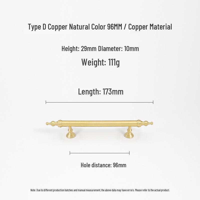 French Light Luxury Gold Brass Drawer Pull Handle