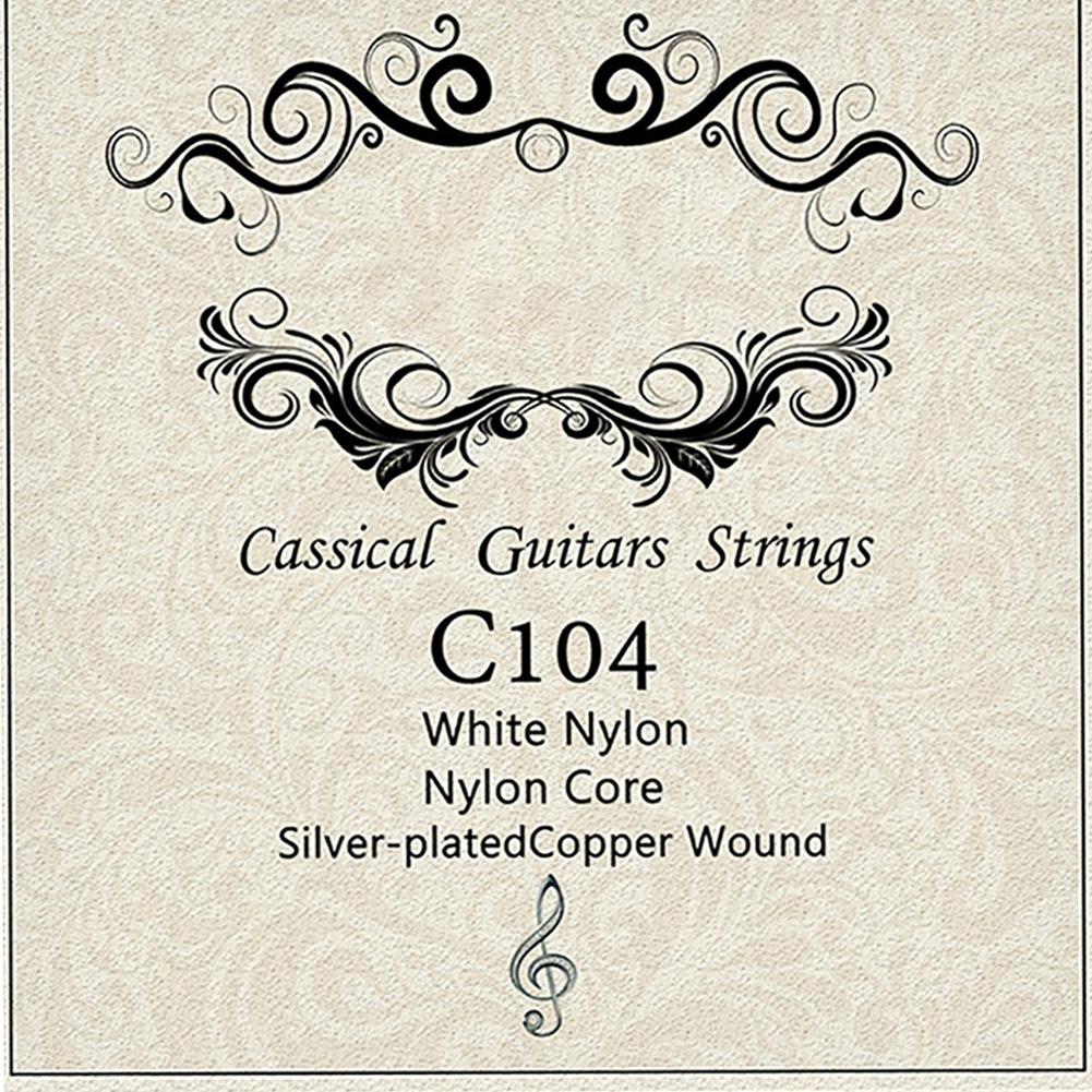 C104 Guitar Strings Acoustic Folk Guitar Brilliant Sound Quality Silver-plated Copper Alloy Wound Nylon Core Strings