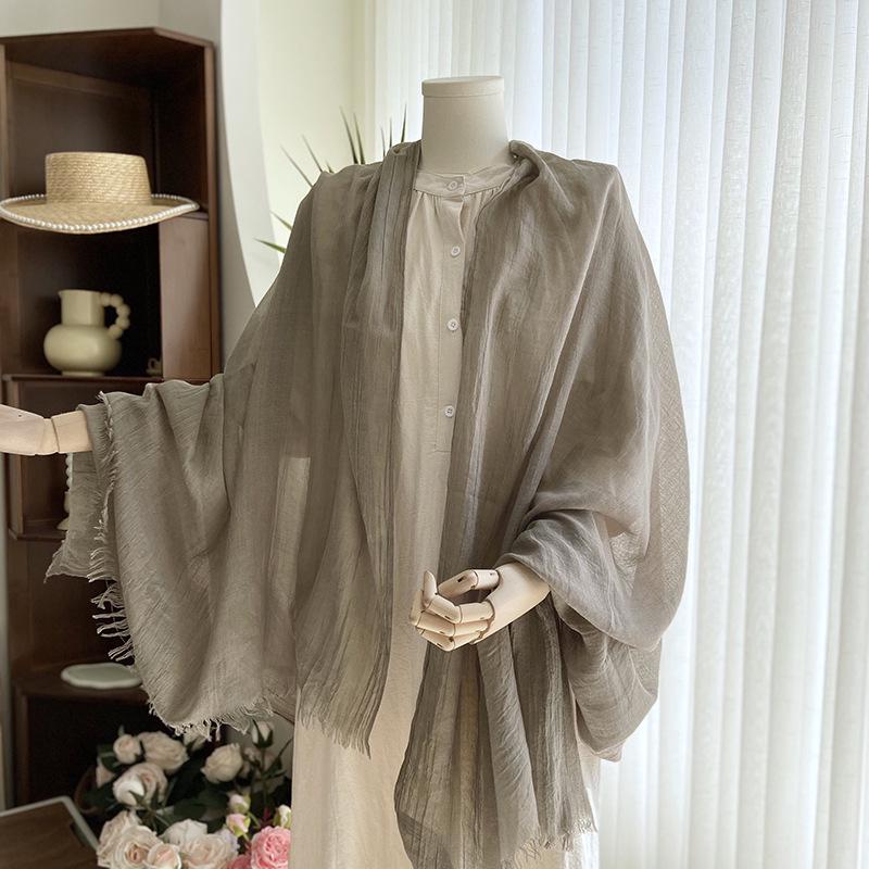 Women's Summer Sun Protection Scarf: Cotton & Linen, Japanese & Korean Style, Medium-Long, Lightweight Shawl