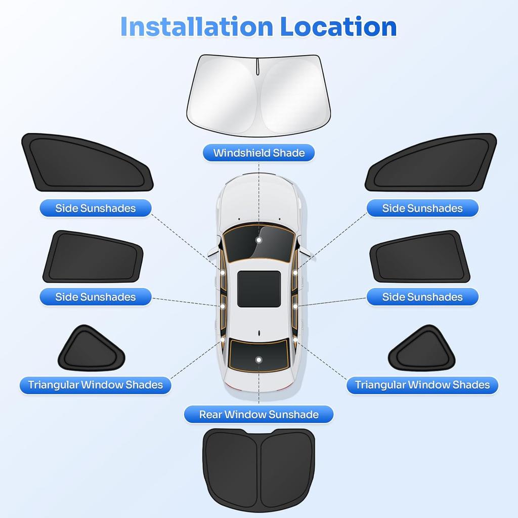 For Tesla Model Y Juniper 2020-2026 Windshield Sun Shade Side Rear Window Cover Sunshade Sun Visor Shield Privacy Protection
