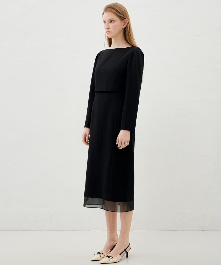 Ollibeudeollibeu Organza Color Block Long Sleeve Slim Dress Ow6So1620