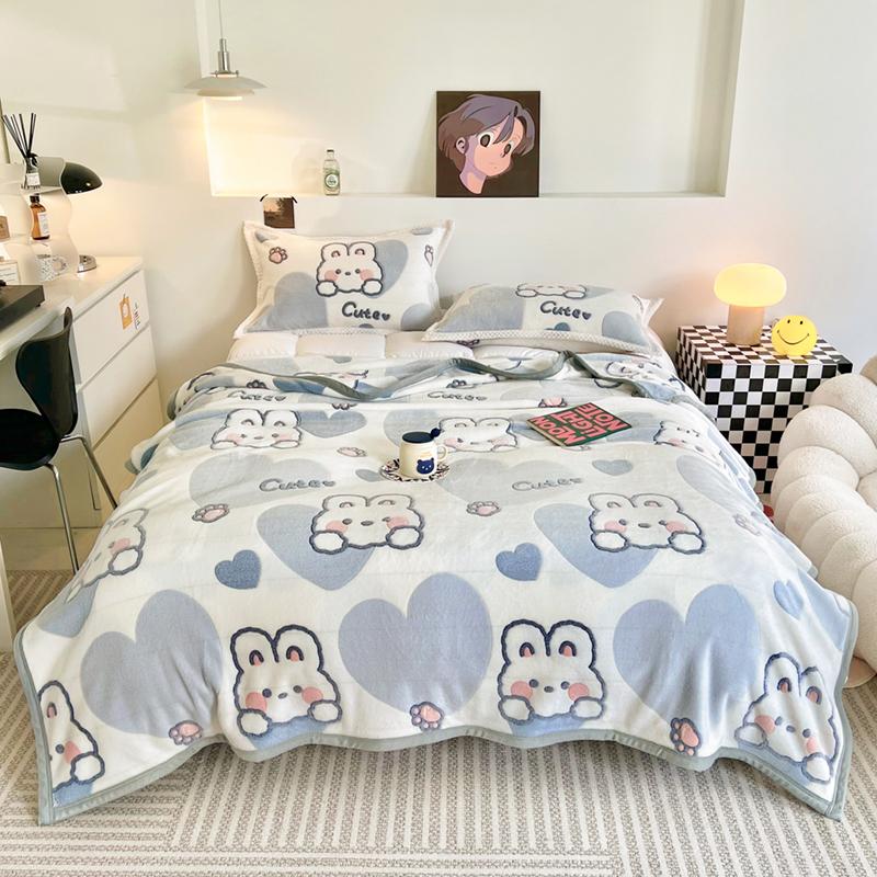 1pc Skin-friendly Blanket Cute Cartoon Bedspread Flannel Blankets Warm Sofa Towel Nap Shawl Cobijas De Camas (No Pillowcase)