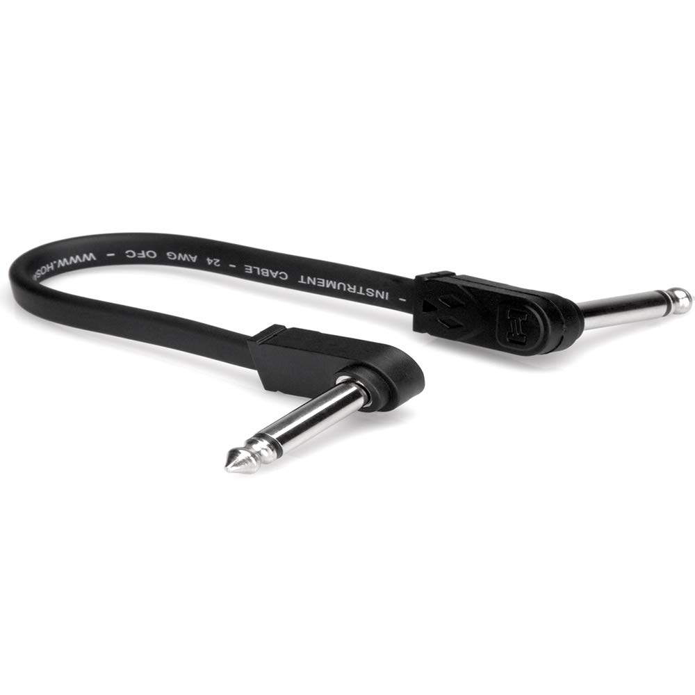 Hosa CFP-606 Flat Patch Cables, Thin Right-Angle Plugs, Lightweight and Flat, 15cm LL [Set of 6]