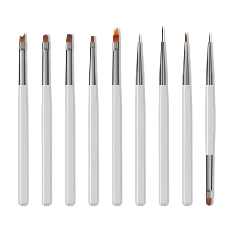 Nagelkunst Pinsel Set, 9 Stück Nagel Design Malpinsel, Professionelle Nagelkunst Design Pinsel, Nagel Feine Liner Pinsel, Braun