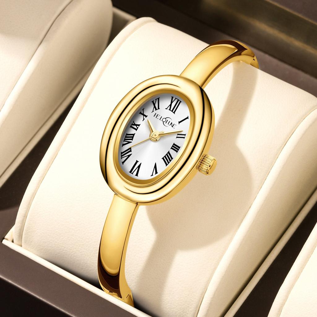 Orologio Bracciale Heloiune Orologio al Quarzo Quadrante Piccolo Alta Gamma Scala Romana Ovale Orologio da Donna