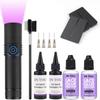Kit de Păr UV Rapid 5s: Lampă de Mare Putere + Protecție & Adeziv 30g/Soluție Remover 30ml, Legături Invizibile și Sigure pentru Salon Profesional & DIY