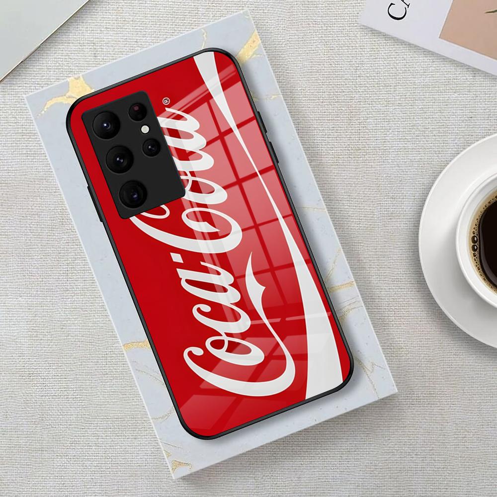 

Чехол для телефона A-coca-ES C-colaES для Samsung S26 S25 Edge Ultra 23 22 21 20 Ultra Plus S24 Fe Стеклянная крышка Galaxy S23 Plus