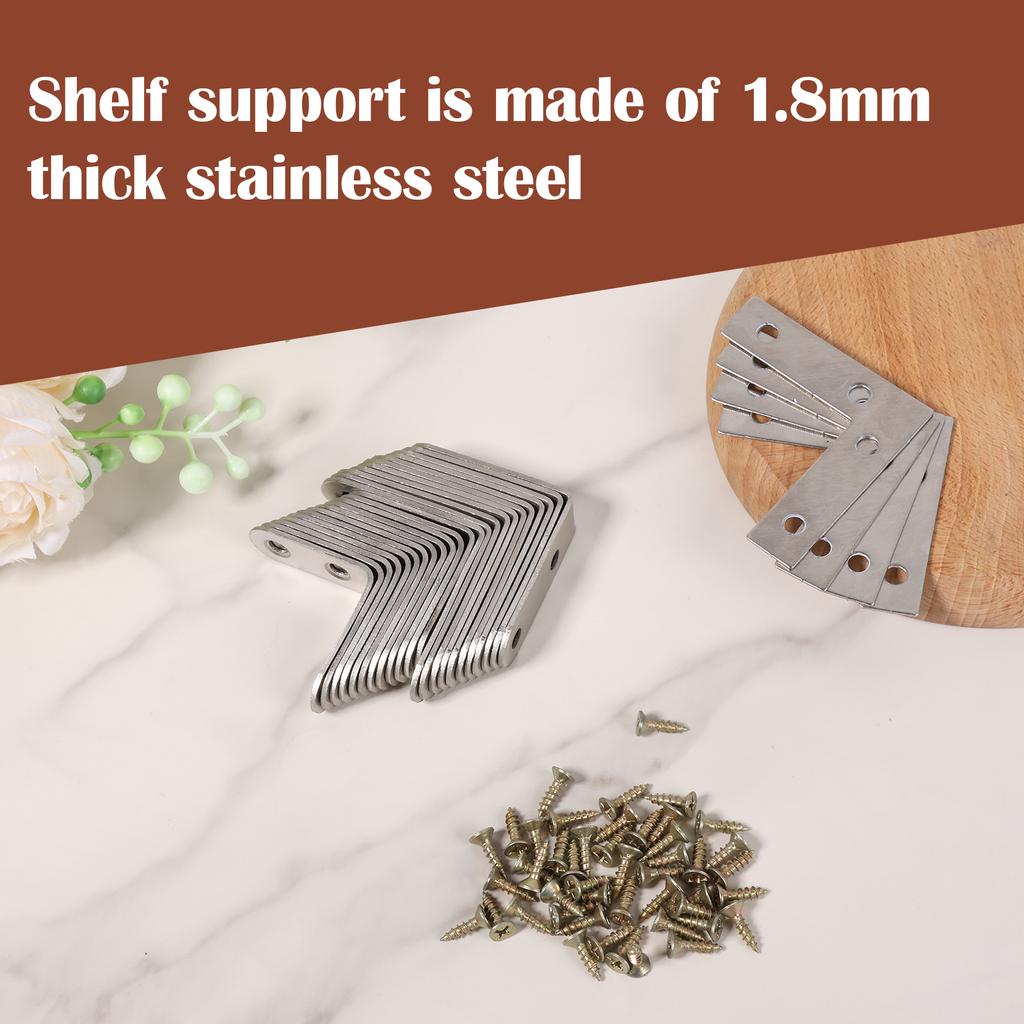 60PCS Stainless Steel L Brackets Corner Brace 16x20mm 16x40mm 16x50mm 15X60mm 90 Degree L Shaped Brackets for Shelves, Wood Furn