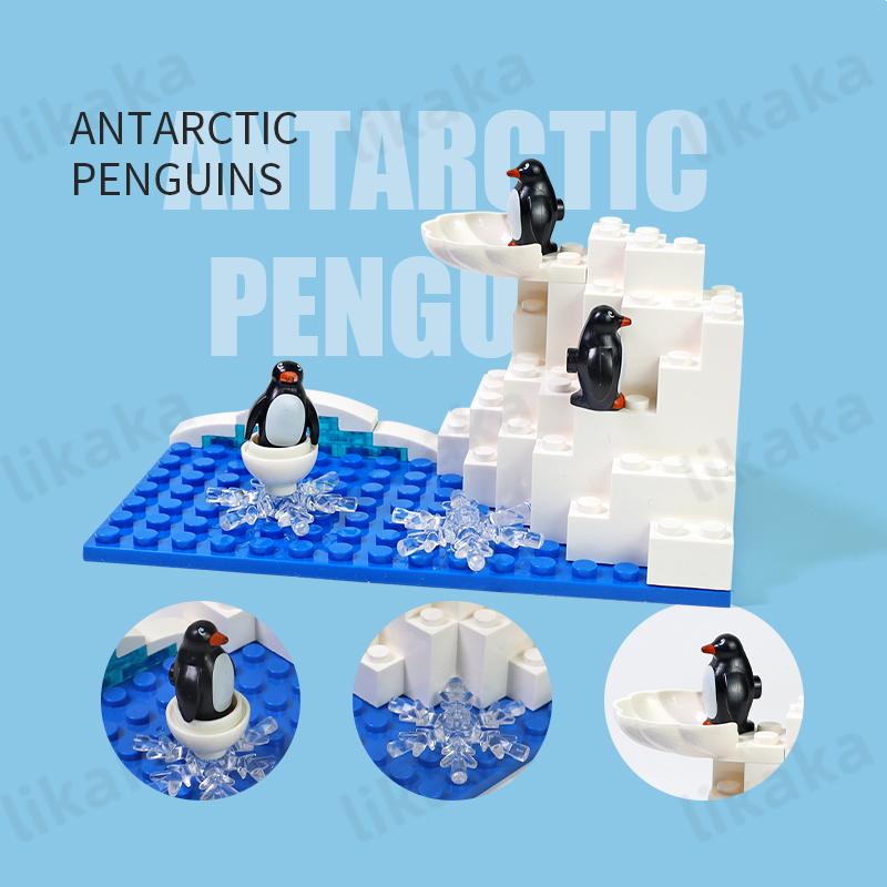 City Farm Animals Building Blocks Nature Animals Fish Otter MOC Underwater World Fish Dolphin Octopus Set DIY Toys for Kids Gift