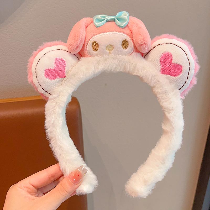 2024 Cute Cartoon Plush Headband for Women - Makeup, Hair Clip & Tie