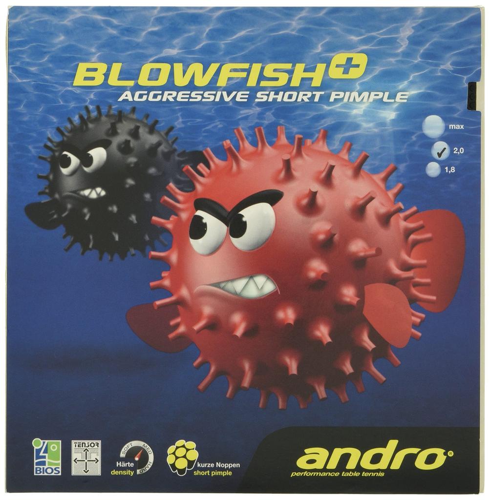 Andro Blowfish Plus Tension Table Tennis 112265 Rubber, Black, 1.8mm,