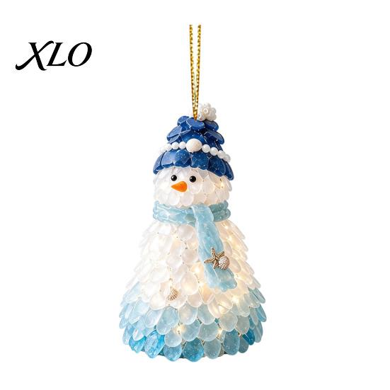 Decorative Animal Shaped Ornaments Blue Glass House Christmas Hanging Ornament, Acrylic Double Side Thoughtful Gift Ideas Printed Tree Decor Pendant,