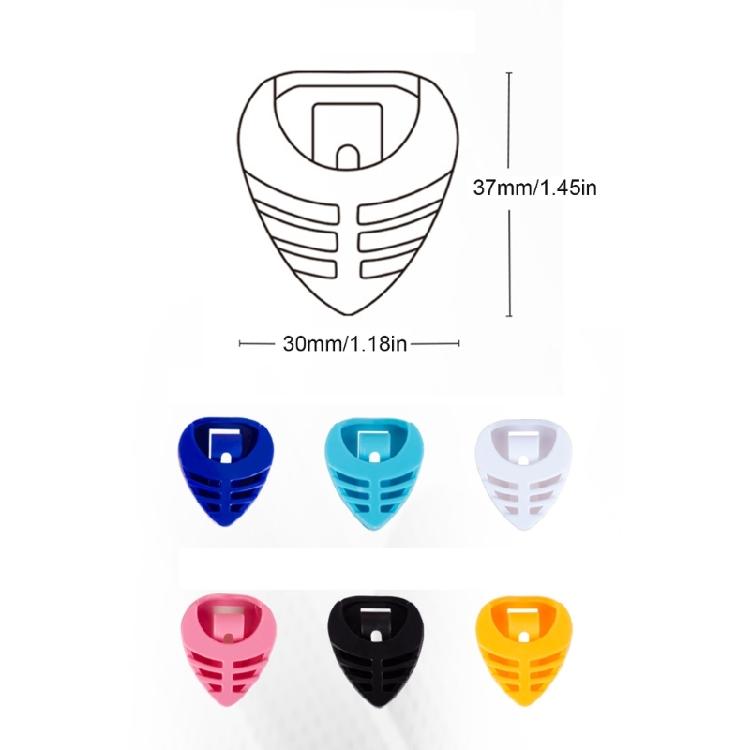 6 sztuk Trójkątny Uchwyt na Kostki do Gitary z Samoprzylepnym Tyłem i Sprężynowym Plastikowym Klipsem na Kostkę Gitarową Wytrzymały