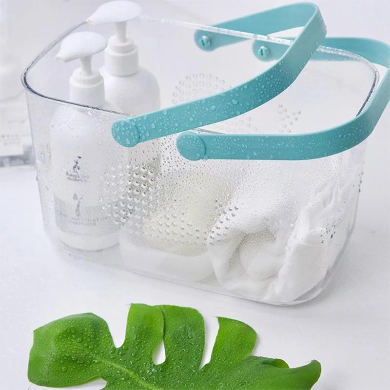 Light and Luxurious Transparent Portable Shower Basket Bathroom Toiletries Storage Basket Drainage Basket Empty Storage Basket